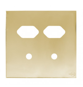 Placa p/ 2 Tomadas + 2 Furos 4x4 - Novara Glass Dourado